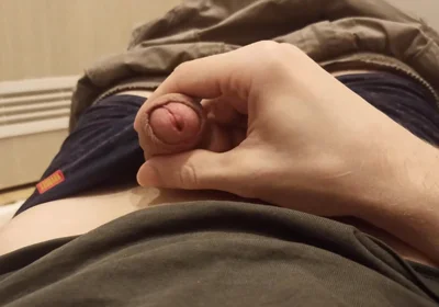 Guy in Shorts and Underpants, Jerking off His Cock in the Bathroom