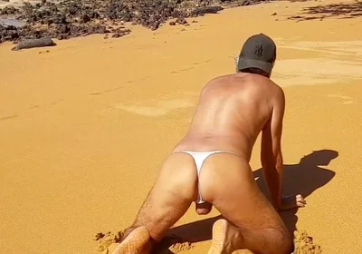 Ladysilva Crossdresser Showing off Her Hot Ass in Panties on the Beach