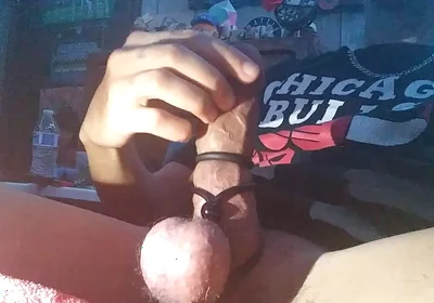 Squeezing My Balls While I Stroke My Lasso'd Cock Until Waterfall of Cum