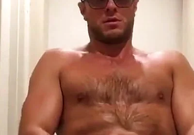 Having a Sweaty Oiled up Solo Session in the Hallway.