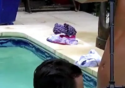 Twink fucked in the swimming pool by older for fun