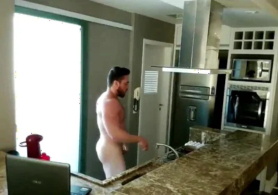 Bodybuilder: Blond, Rabudo, Enjoying in the Kitchen