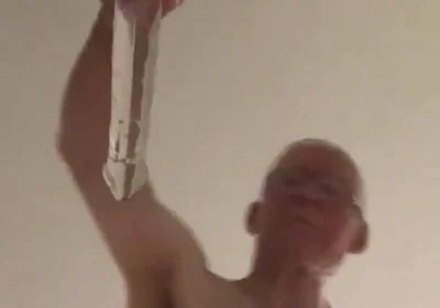 Close up View From Below Riding a Large Glass Cock