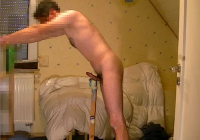 Homemade Stand Fleshlight Vibrator Masturbation