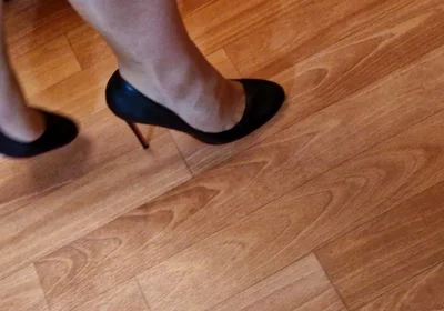 Walking Practice Before Cum in My New Black Pumps