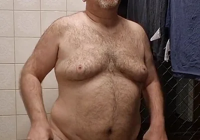 Chubby Daddy Bear Get Naked in the Laundry Room