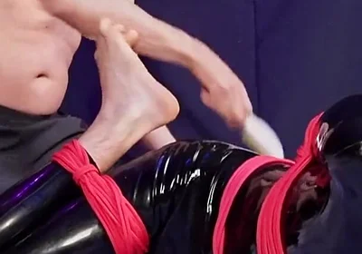 Nicky Roped Ballgagged and Tickled in Latex